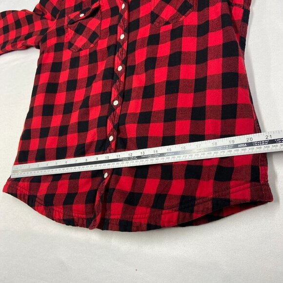 Buffalo Plaid Fleece Shacket Lined Shirt Jacket Red Black BC Clothing Women’s M - Picture 6 of 14